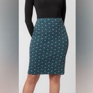 Leota Teal and Black Geometric Pencil Skirt